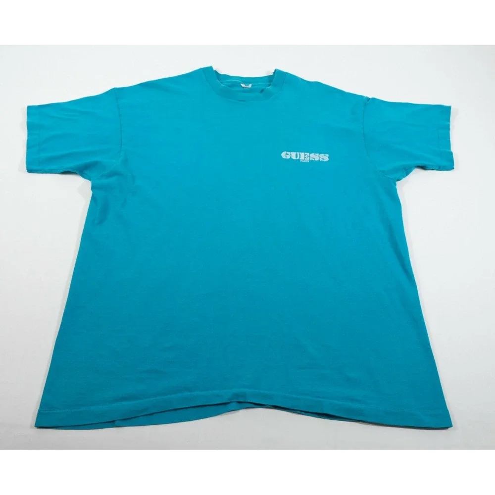 Guess T-Shirt Mens XL Teal Guess Paris Vintage 80s Single Stitch Graphic Tee - Picture 1 of 9